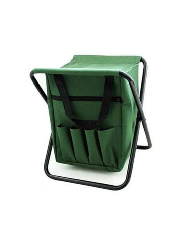 Scaun mini pliabil, gradina, camping, pescuit, cu geanta, verde, max 80 kg, 25x27x32 cm 
