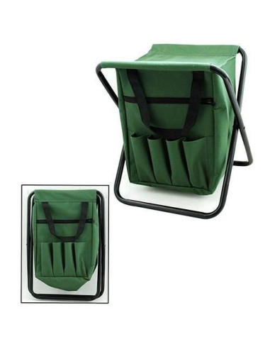 Scaun mini pliabil, gradina, camping, pescuit, cu geanta, verde, max 80 kg, 25x27x32 cm 