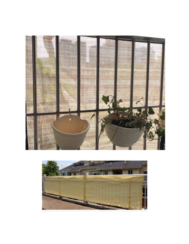 Paravan pentru balcon, terasa, gard, bej, 185 g/m2, UV, 5x1.5 m