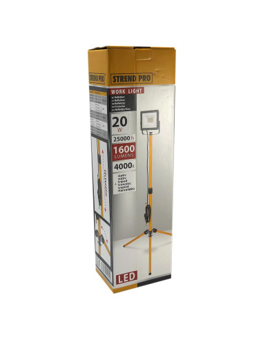 Proiector lucru, LED SMD, cu trepied, 20 W, 1600 lm, IP65, Strend Pro