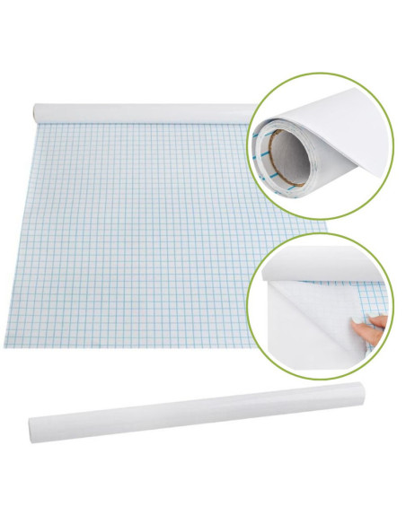 Set Rola de hartie autoadeziva si reutilizabila pentru scris si desenat si 4 markere cu magnet si burete, 200 x 45 cm