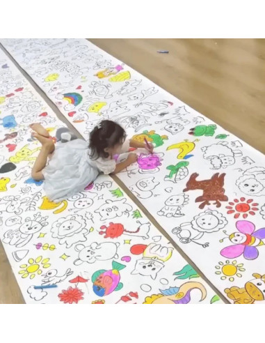 Set Rola de hartie autoadeziva si reutilizabila pentru scris si desenat si 4 markere cu magnet si burete, 200 x 45 cm