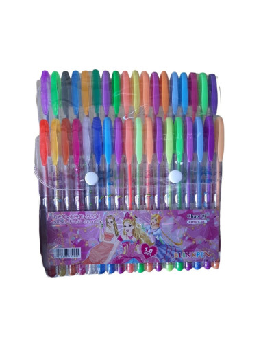 Set 36 pixuri parfumate cu gel si sclipici, Grosime scris 1 mm, Multicolor