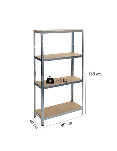 Raft depozitare, metalic, 4 polite, 175 kg, 90x40x180 cm