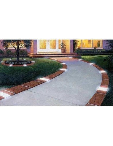 Bordura decorativa, efect caramida, 2 x lampa LED cu iluminare solara, set 10 buc, 2.1 m