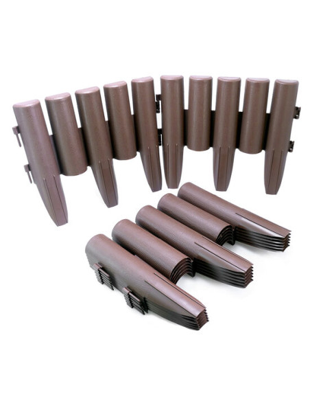 Palisada/bordura pentru gradina, maro, set 8 buc, 27x24 cm, 2.16 m