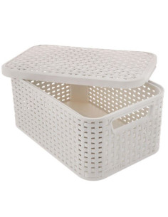 Cos rufe, 2 manere, capac, plastic, crem, 45x33x25 cm, Curver