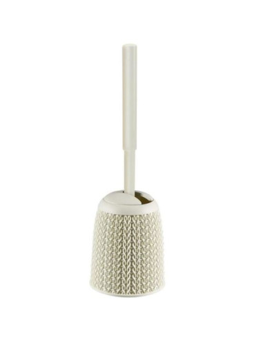 Perie wc/toaleta, cu suport, pentru baie, plastic, crem, 14x14x43 cm, Curver