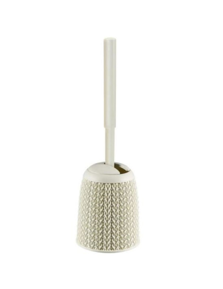 Perie wc/toaleta, cu suport, pentru baie, plastic, crem, 14x14x43 cm, Curver
