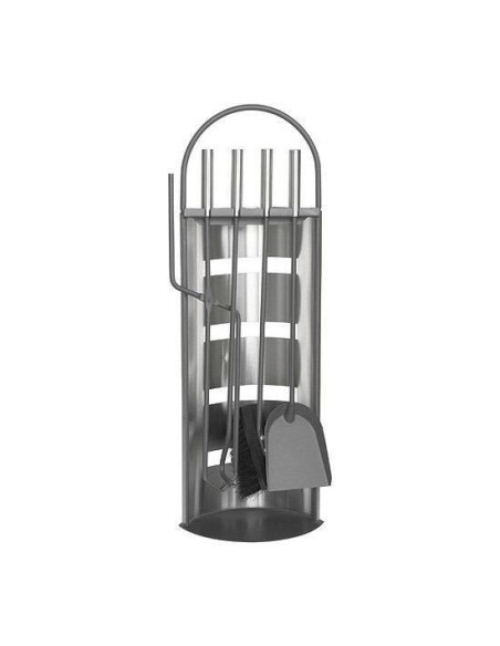 Set accesorii semineu, suport cu 4 piese, inox, 66 cm