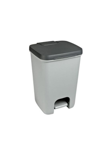 Cos de gunoi cu pedala, plastic, gri, 20 L, 30.3x29.4x42.8 cm, Curver