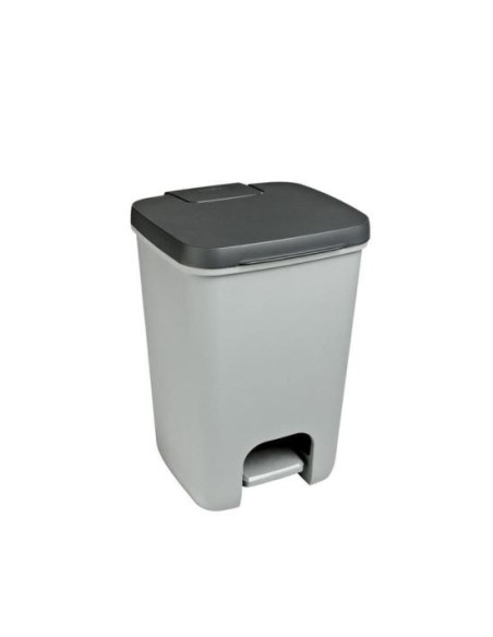 Cos de gunoi cu pedala, plastic, gri, 20 L, 30.3x29.4x42.8 cm, Curver