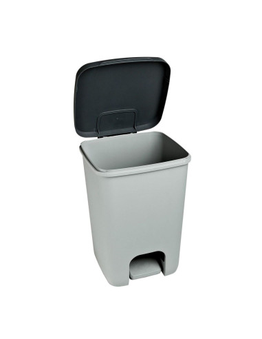 Cos de gunoi cu pedala, plastic, gri, 20 L, 30.3x29.4x42.8 cm, Curver