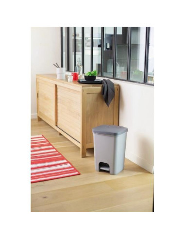 Cos de gunoi cu pedala, plastic, gri, 20 L, 30.3x29.4x42.8 cm, Curver