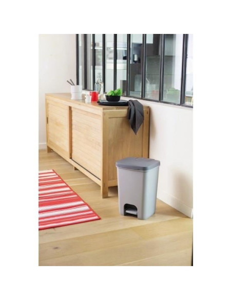 Cos de gunoi cu pedala, plastic, gri, 20 L, 30.3x29.4x42.8 cm, Curver