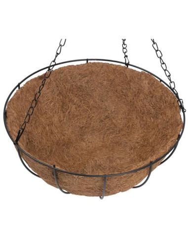 Ghiveci decorativ cu lant, rotund, nuca de cocos, 25x25x12 mm