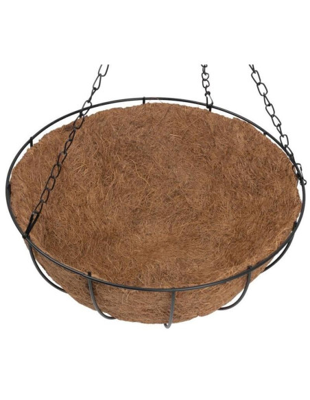 Ghiveci decorativ cu lant, rotund, nuca de cocos, 25x25x12 mm