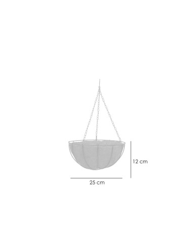 Ghiveci decorativ cu lant, rotund, nuca de cocos, 25x25x12 mm