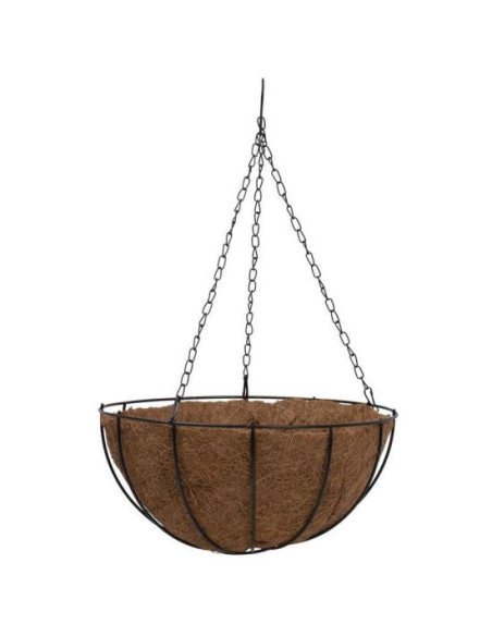 Ghiveci decorativ cu lant, rotund,​​​​​​​ nuca de cocos, 30x30x14 cm 