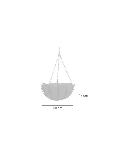 Ghiveci decorativ cu lant, rotund,​​​​​​​ nuca de cocos, 30x30x14 cm 