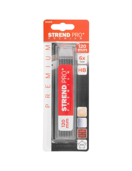 Mina de rezerva pentru creion tamplar, mecanic, HB, set 6 buc, 120 mm, Strend Pro