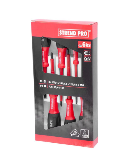 Surubelnite electrician, 6 bucati, 1000 V, Strend Pro