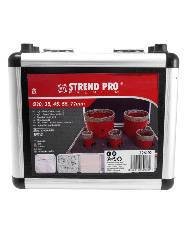 Carote diamantate, M14, set 5 buc, 20-72 mm, Strend Pro