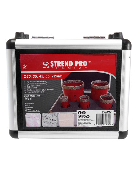 Carote diamantate, M14, set 5 buc, 20-72 mm, Strend Pro
