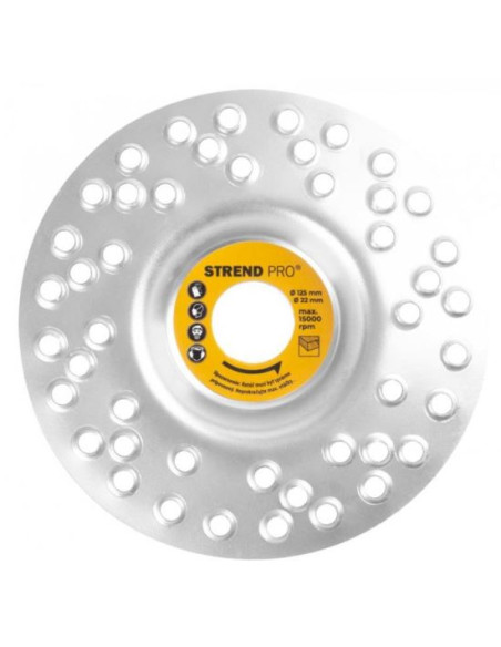 Disc circular slefuit, modelat, cu gauri, otel carburat, pentru lemn, plastic, 125x22 mm, Strend Pro