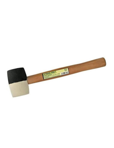 Ciocan cauciuc, coada lemn, alb-negru, 450 g