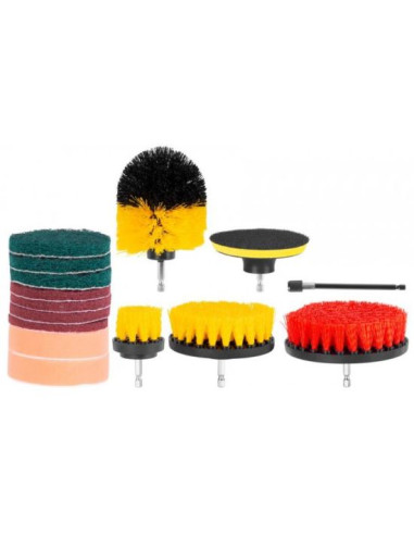 Accesorii curatat, pentru masina de gaurit, tija hexagonala, cu adaptor, set 14 buc, Strend Pro