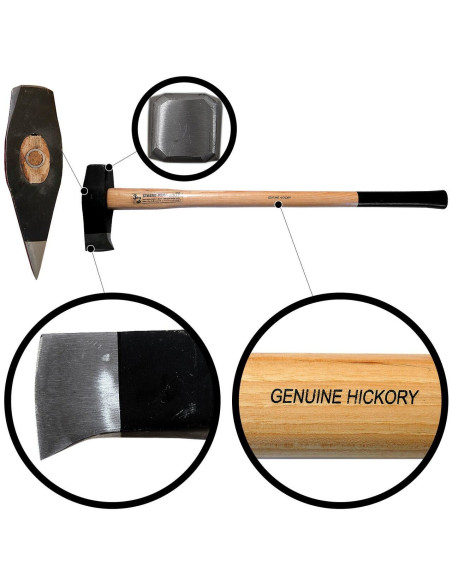 Topor pentru despicat, baros, coada lemn, 3 kg, 7x90 cm, Hickory, Strend Pro