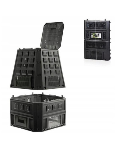 Compostor de gradina, 850 L, negru, Evoblack