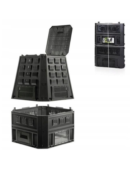 Compostor de gradina, 850 L, negru, Evoblack