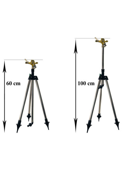 Aspersor pulsatoriu, zincat, cu trepied telescopic, 550-905 mm
