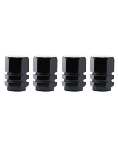 Set 4 capace hexagonale decorative pentru valva auto, Aluminiu, 1.8 cm, Negru
