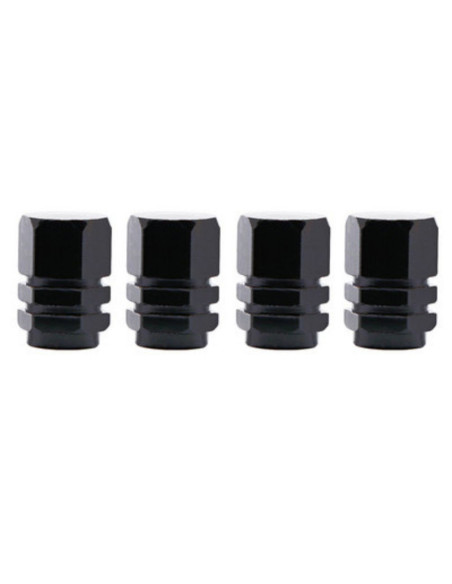 Set 4 capace hexagonale decorative pentru valva auto, Aluminiu, 1.8 cm, Negru