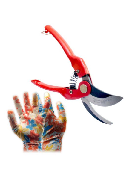 Foarfeca gradina, tip bypass, profesionala, otel SK5 + manusi latex, 22 cm, XTLINE