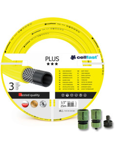Furtun de gradina, 3 straturi, + cadou 2 cuple, 1 adaptor, 1/2", 25 m, Cellfast Plus