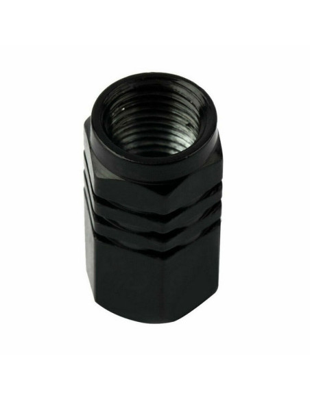 Set 4 capace hexagonale decorative pentru valva auto, Aluminiu, 1.8 cm, Negru