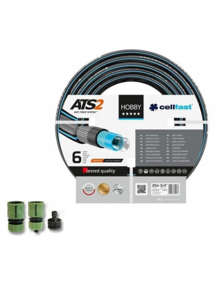 Furtun de gradina, antirasucire, 6 straturi, cu accesorii, 3/4", 25 m, Cellfast