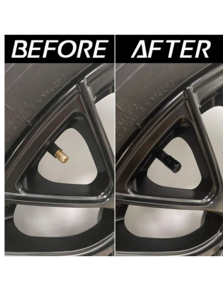 Set 4 capace hexagonale decorative pentru valva auto, Aluminiu, 1.8 cm, Negru