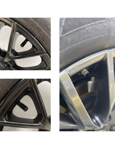 Set 4 capace hexagonale decorative pentru valva auto, Aluminiu, 1.8 cm, Negru