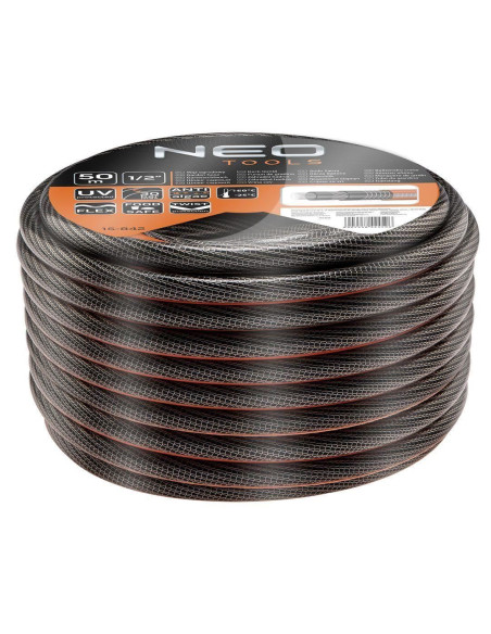 Furtun de gradina, antirasucire, 6 straturi, 50 m, cu pistol stropit si 4 accesorii, 1/2", NEO