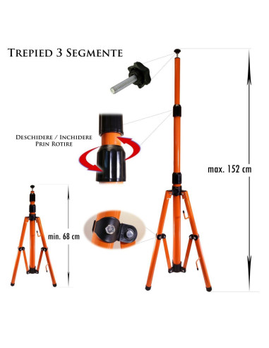 Trepied telescopic pentru incalzitoare cu infrarosu/reflectoare, 152 cm, RICHMANN EXCLUSIVE