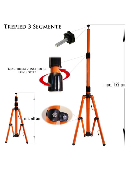 Trepied telescopic pentru incalzitoare cu infrarosu/reflectoare, 152 cm, RICHMANN EXCLUSIVE