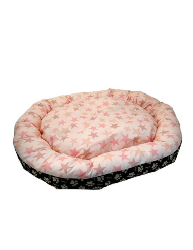 Culcus moale, pentru caine/pisica, model cu stelute, roz, 77 cm