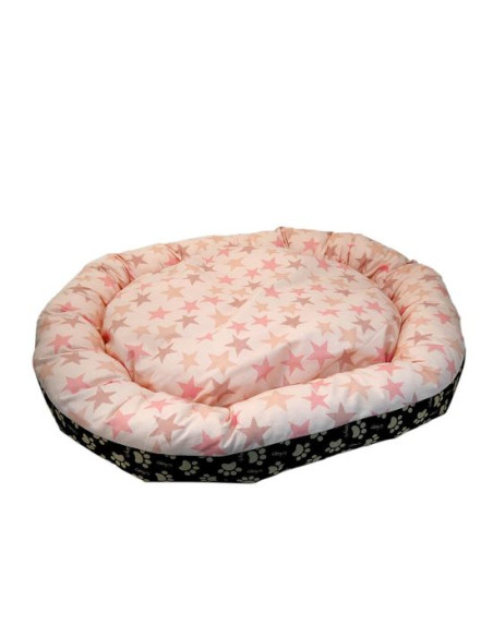 Culcus moale, pentru caine/pisica, model cu stelute, roz, 77 cm