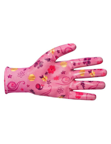 Manusi gradina, nitril si poliester, model floral mov, marime universala, Beorol