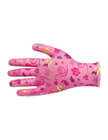Manusi gradina, nitril si poliester, model floral mov, marime universala, Beorol